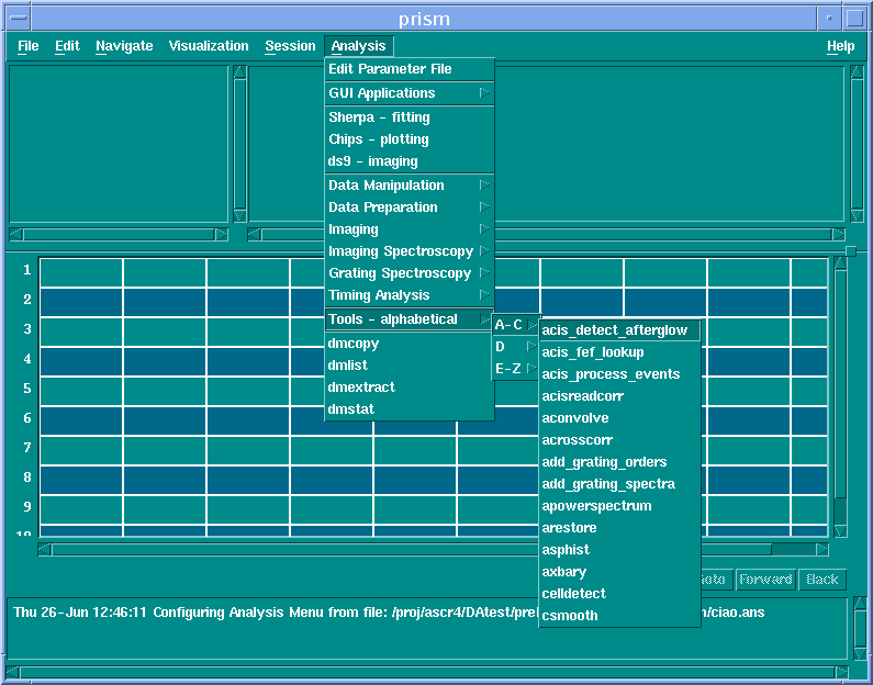 [Image 1: The Analysis menu in prism]