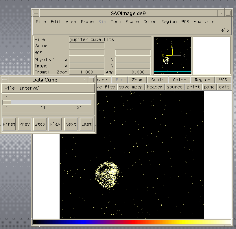 [Image 1: ds9 with data cube dialog box]