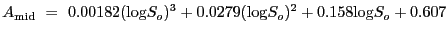 $\displaystyle A_{\rm mid}~=~0.00182({\log}S_o)^3 + 0.0279({\log}S_o)^2 + 0.158{\log}S_o + 0.607$