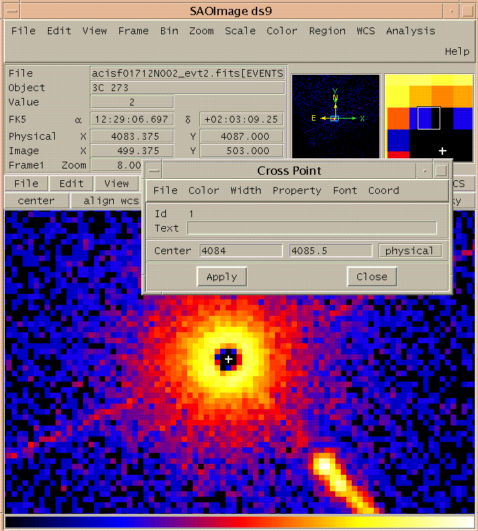 [Image 2: Getting the source location from ds9]