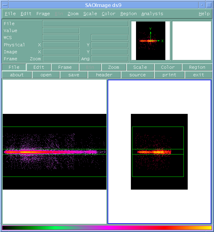 [Image 10: Data with source and background regions overlaid]