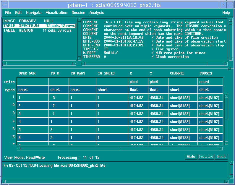 [Image 1: Viewing the pha2 file in prism]