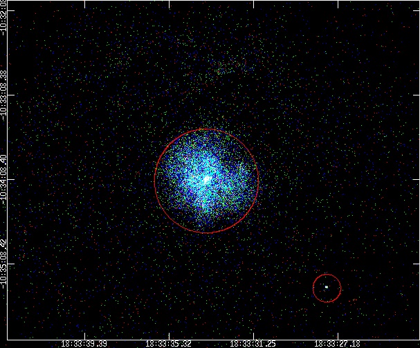 [Image 2: True-color image with source list overlaid]