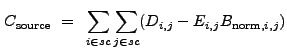 $\displaystyle C_{\rm source}~=~\sum_{i \in sc}\sum_{j \in sc} (D_{i,j}-E_{i,j}B_{{\rm norm},i,j})$