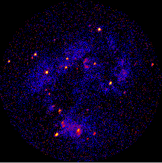 [An image of the ACIS data filtered by a circular region where the values are the energy flux per pixel]