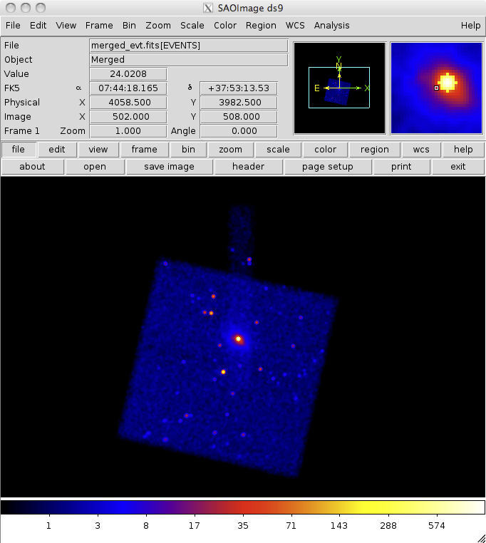 [The merged observations for 3C186, concentrating on just the ACIS-S3 chip]