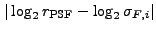 $ \vert \log_2 r_{\rm PSF} - \log_2 \sigma_{F,i} \vert$