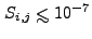 $ S_{i,j} \la 10^{-7}$