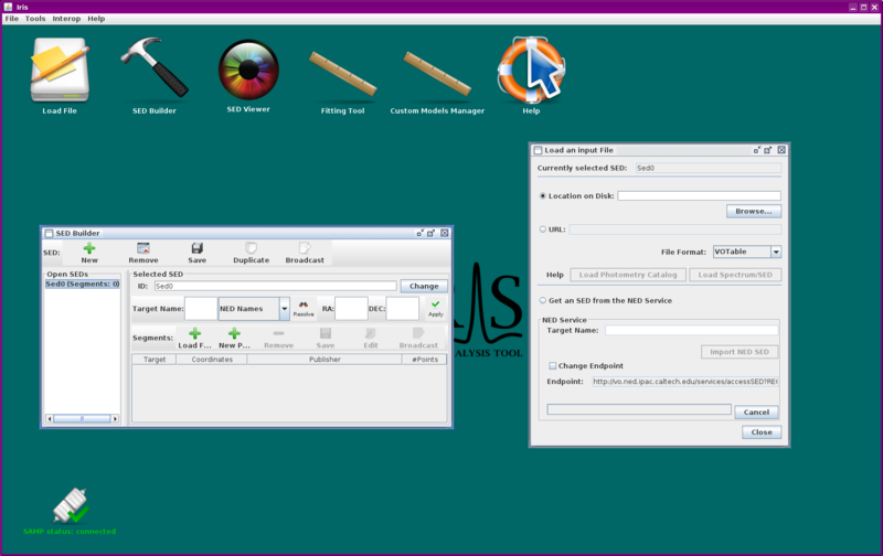 [snapshot of Iris   desktop with SED Builder open]