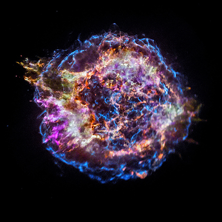 Figure 1a: Supernova Remnant Cassiopeia A and its compact neutron star as imaged by Chandra X-ray Observatory.
