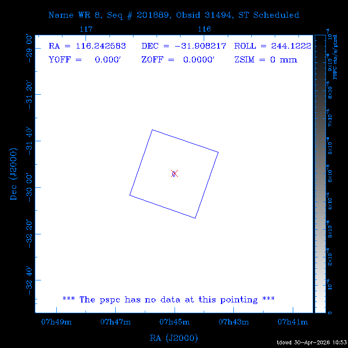 The instrument field-of-view on top of the PSPC image of the source.