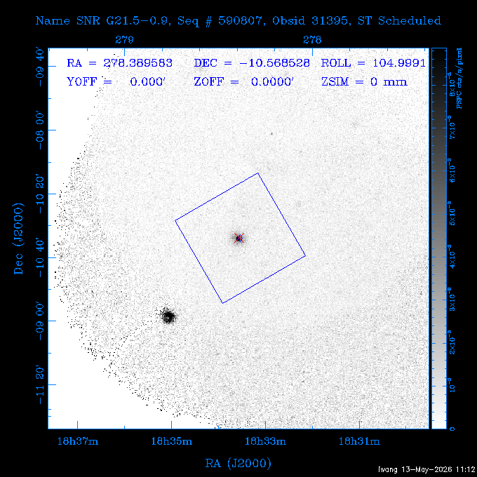 The instrument field-of-view on top of the PSPC image of the source.